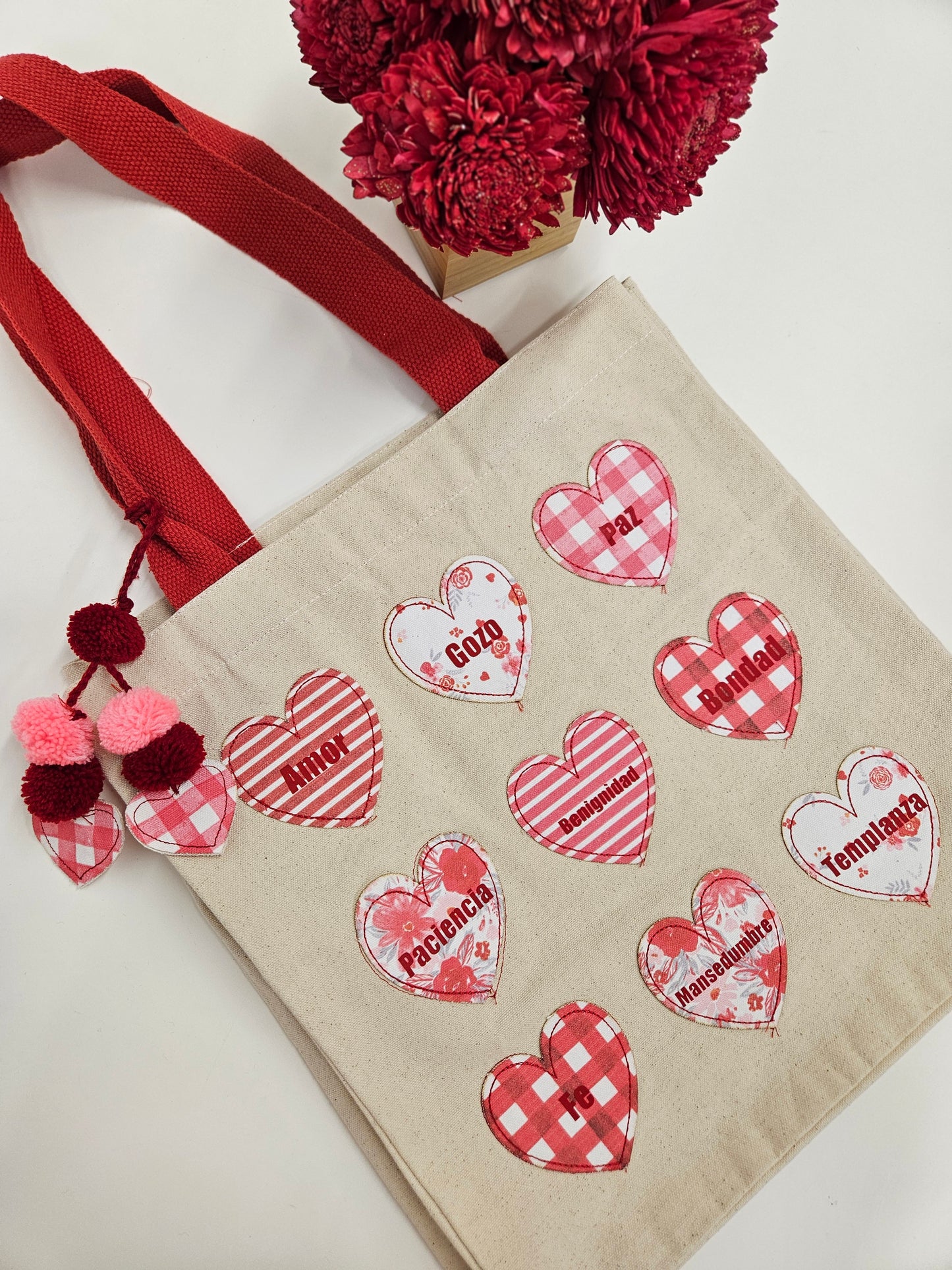 Tote bag de corazones "fruto del Espíritu"