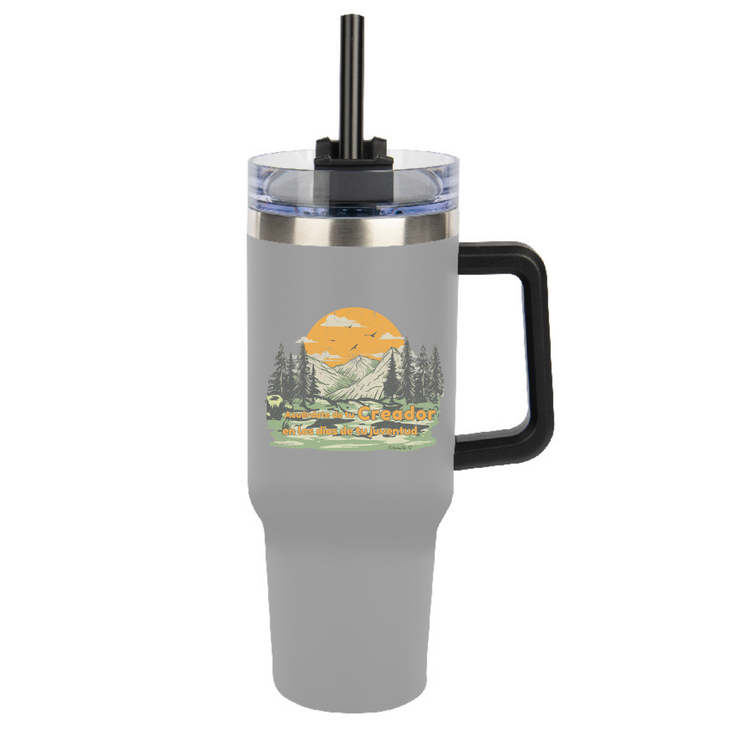 40oz Tumbler with Handle, "Acuerdate de tu Creador" Cup with Handle