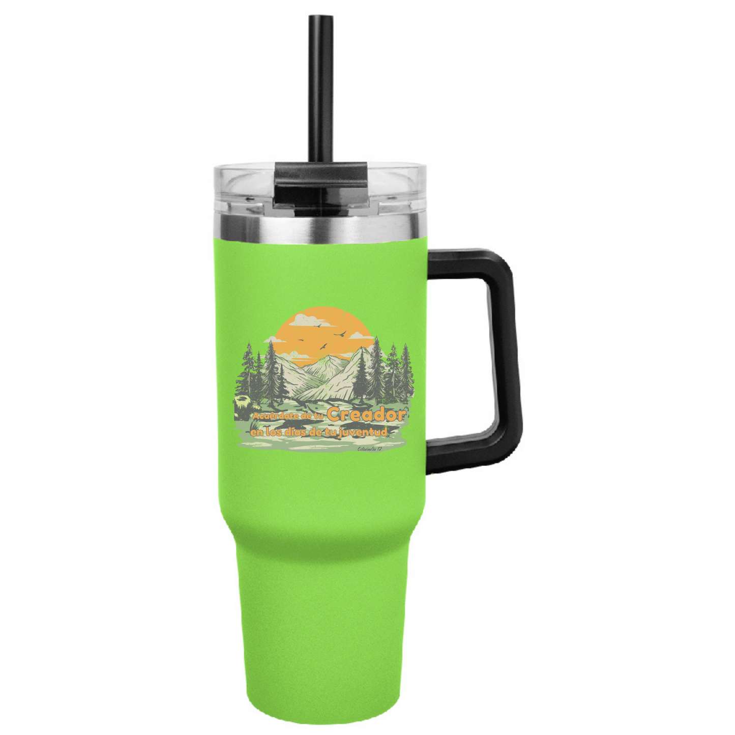 40oz Tumbler with Handle, "Acuerdate de tu Creador" Cup with Handle