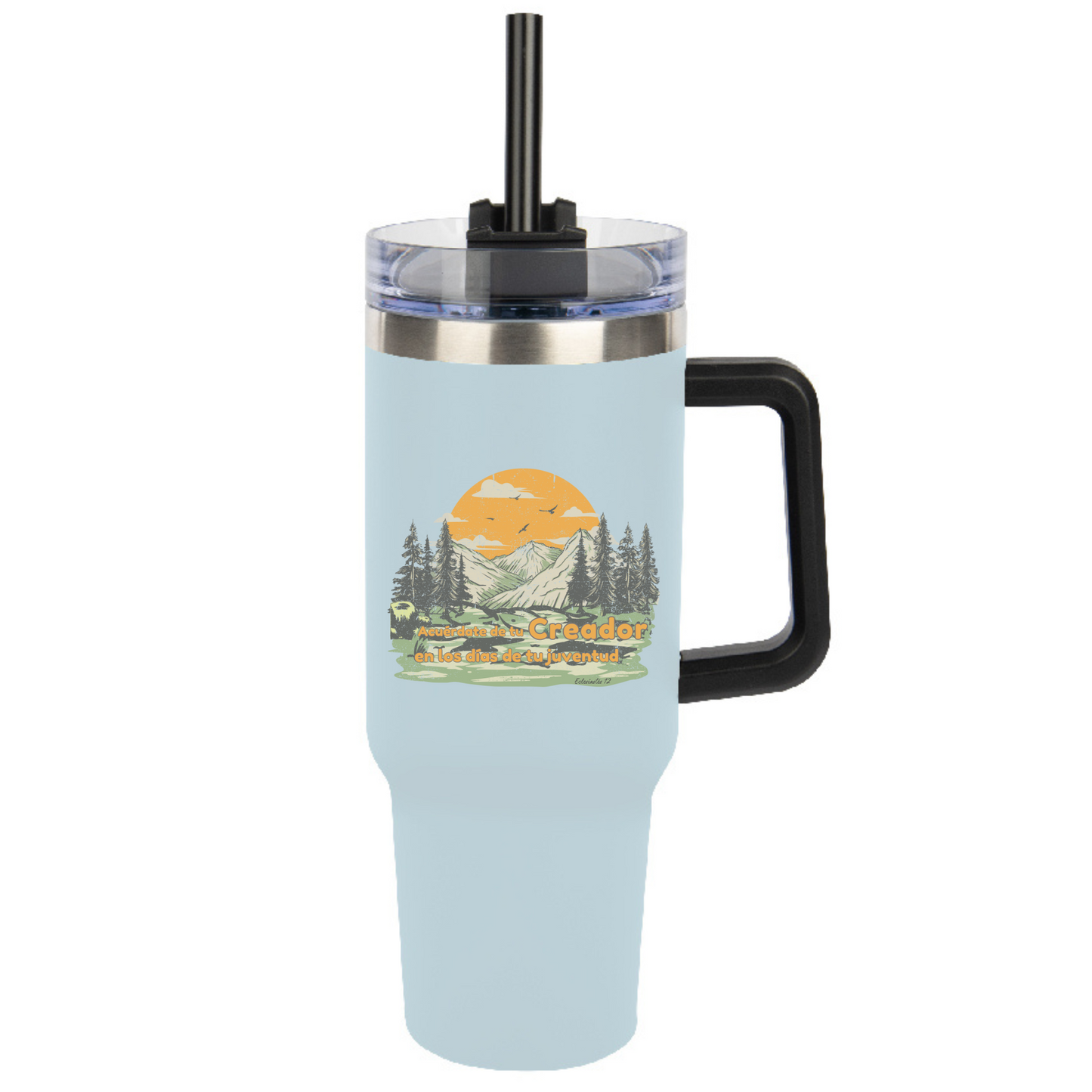 40oz Tumbler with Handle, "Acuerdate de tu Creador" Cup with Handle
