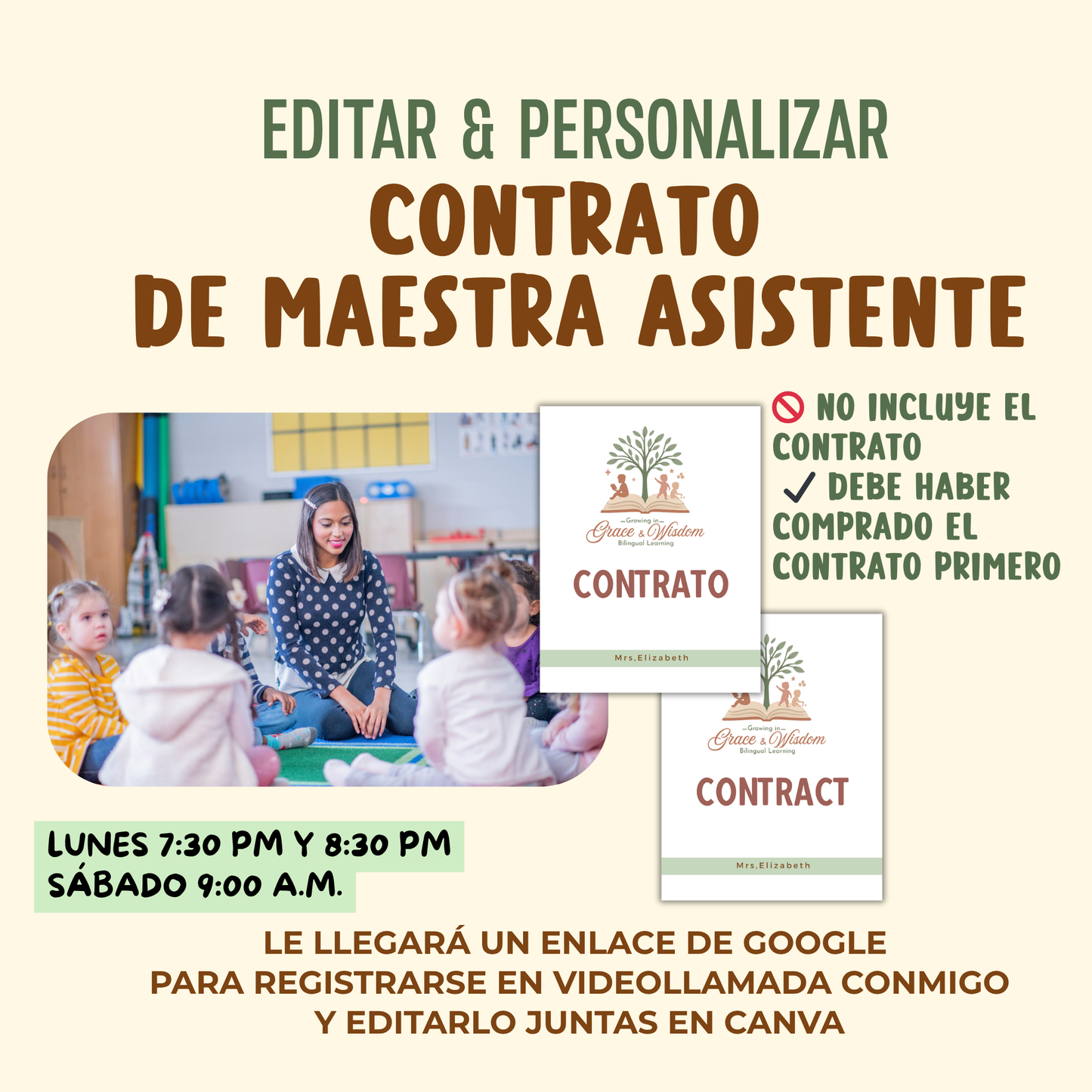Editar y personalizar Contrato de Maestra Asistente