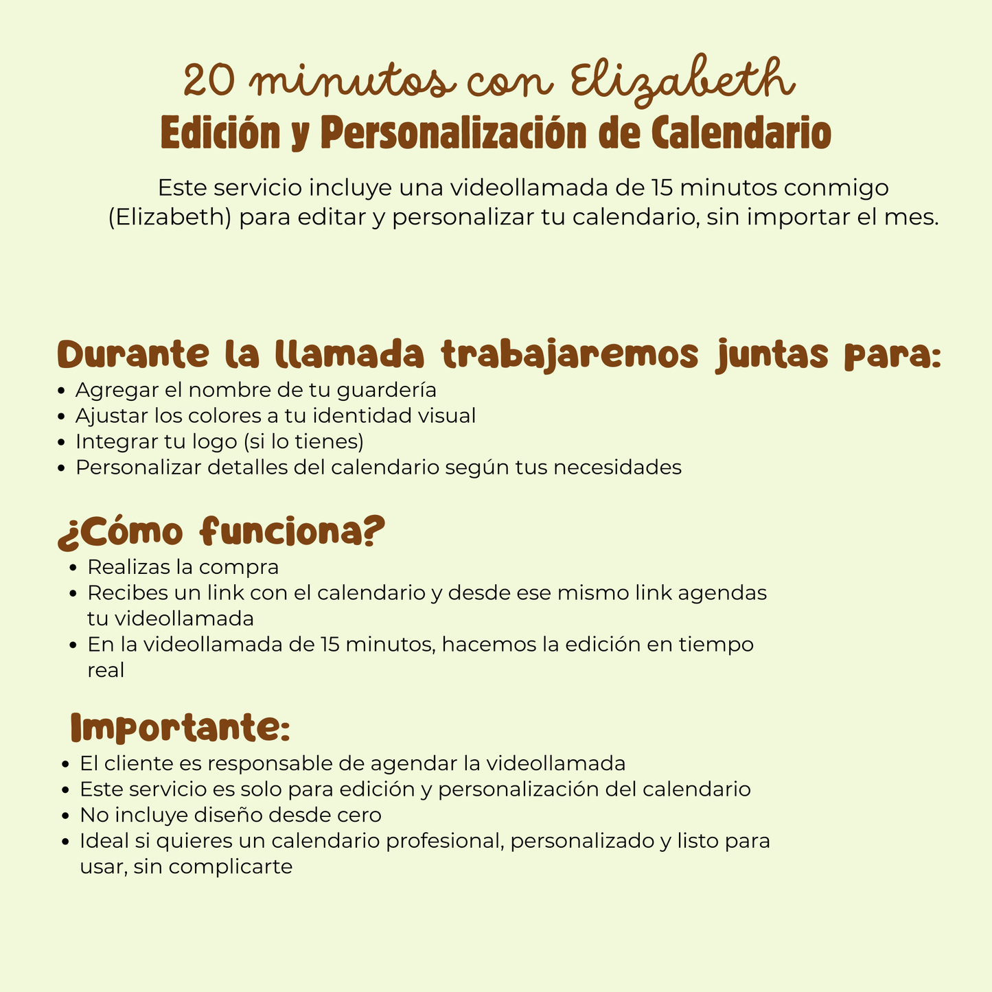 Editar & Personalizar Calendario