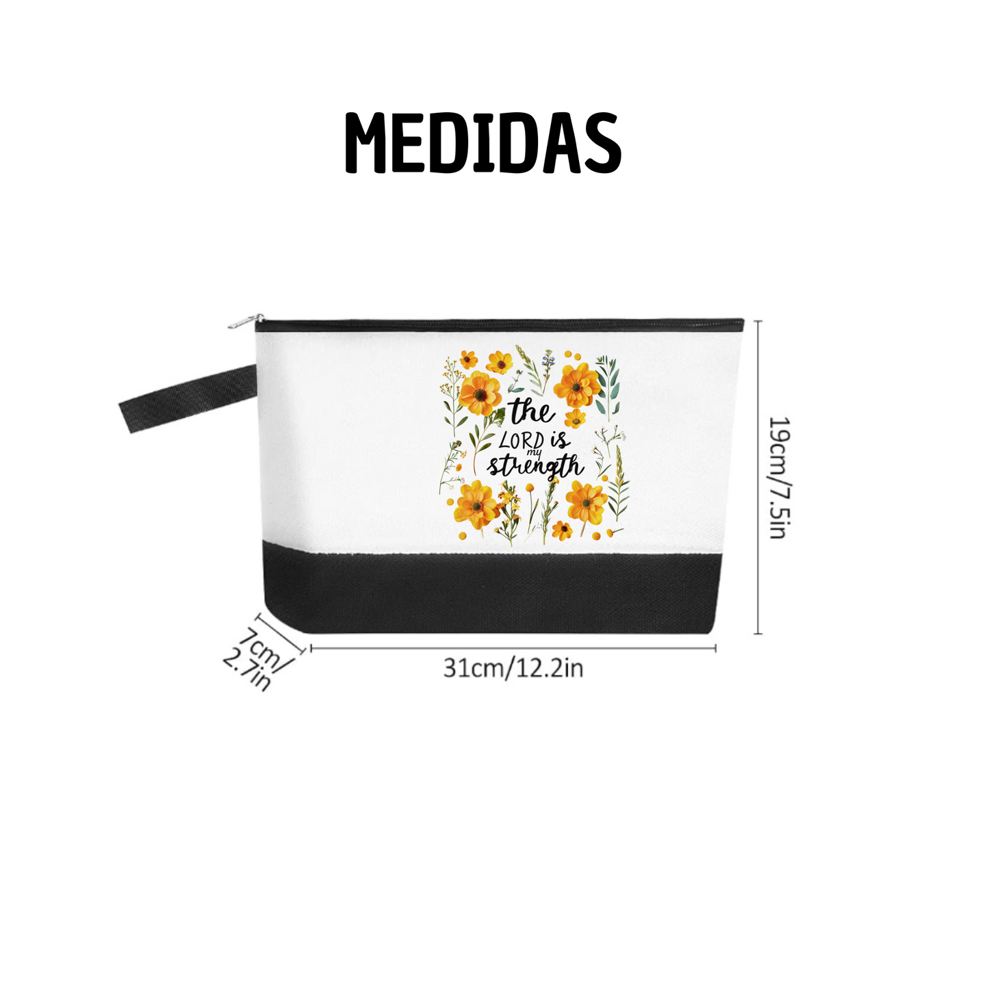 Bolso de tela canvas para cosméticos.
