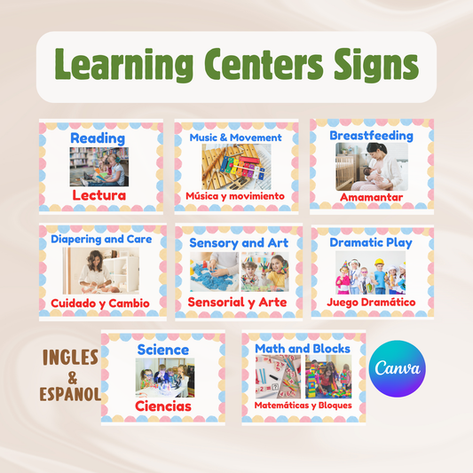 Labels Bilingues Para Areas de Aprendizaje
