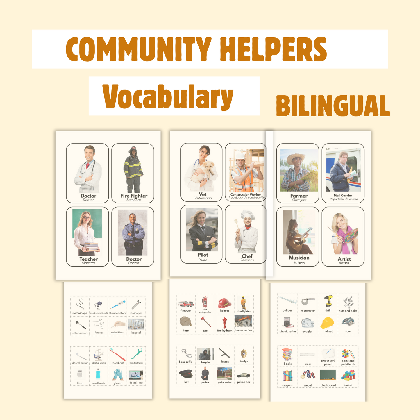 Community helpers & Kindness (2 weeks) November Theme worksheets. Pdf, descarga inmediata.