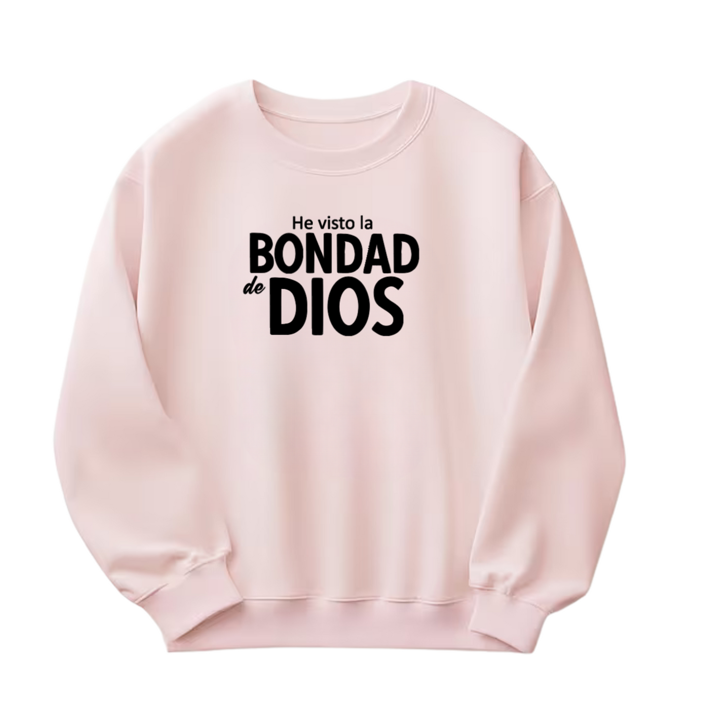 Sueter Rosa viejo " La Bondad de Dios" en inglés y español.