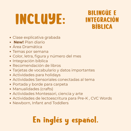 Tema de Agosto PDF, Actividades en inglés y español