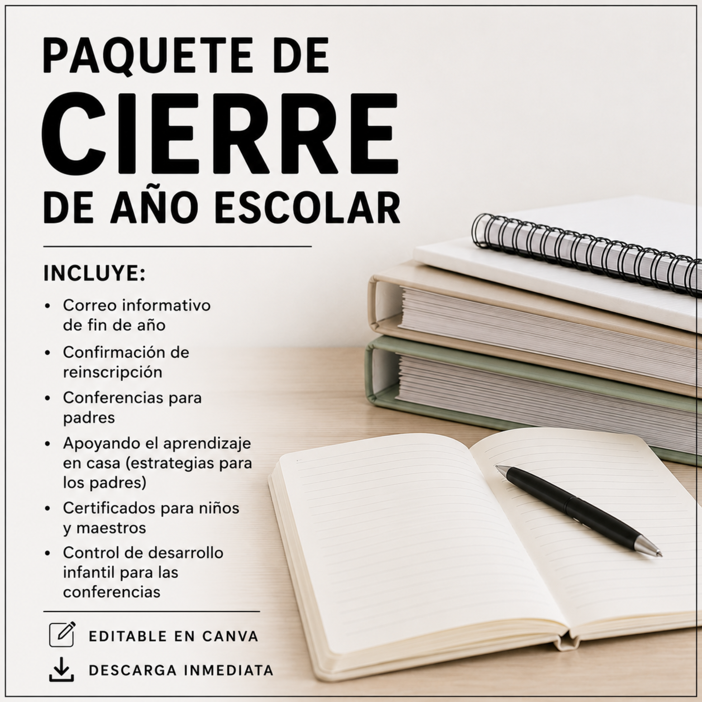 Paquete de Cierre de Año Escolar editable en canva