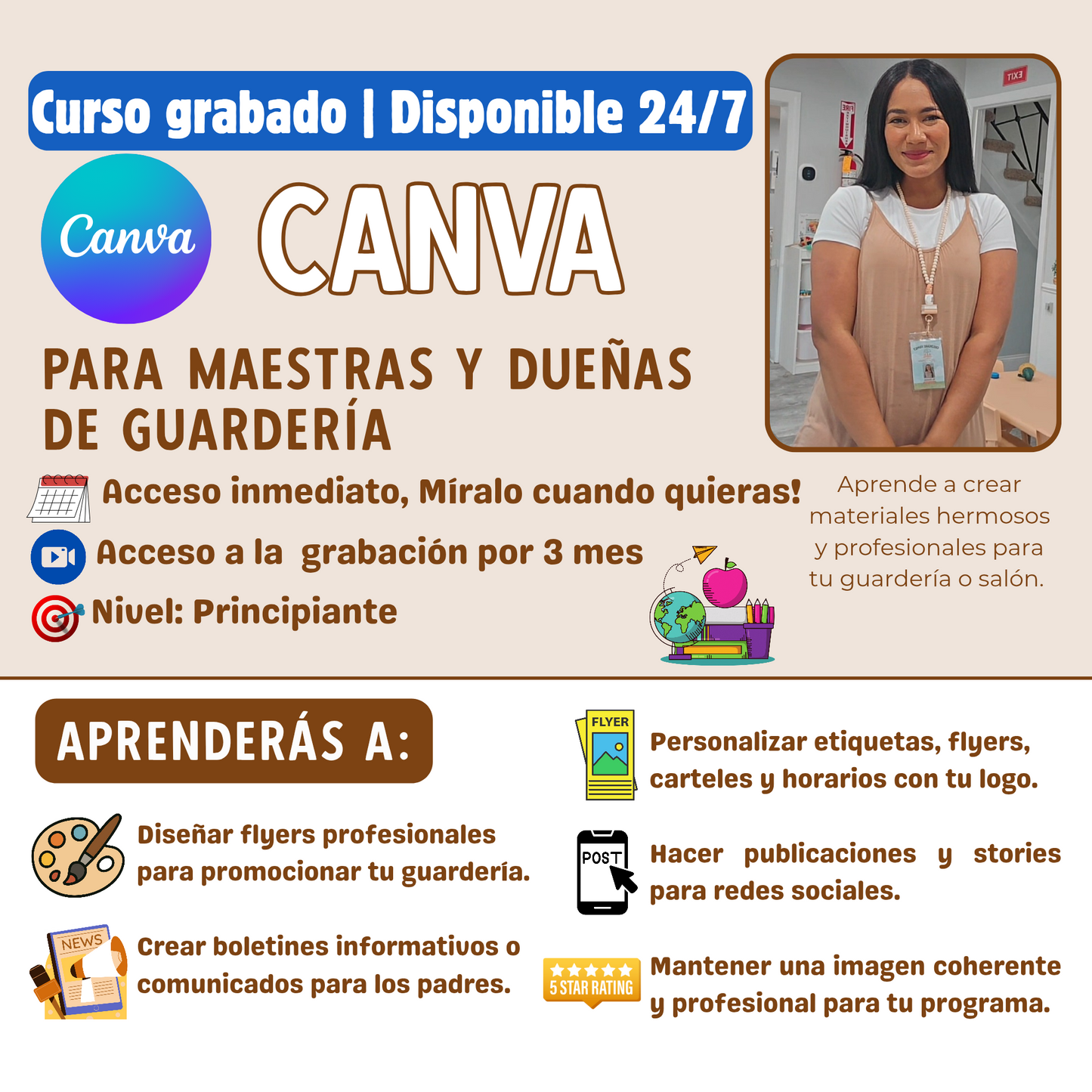 Curso de canva para Maestras y dueñas de Guardería (curso grabado)