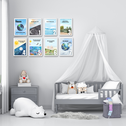 Cartel digital/descargable de "LA CREACION"  CUADROS-FRAME para escuela biblica o habitacion de niños