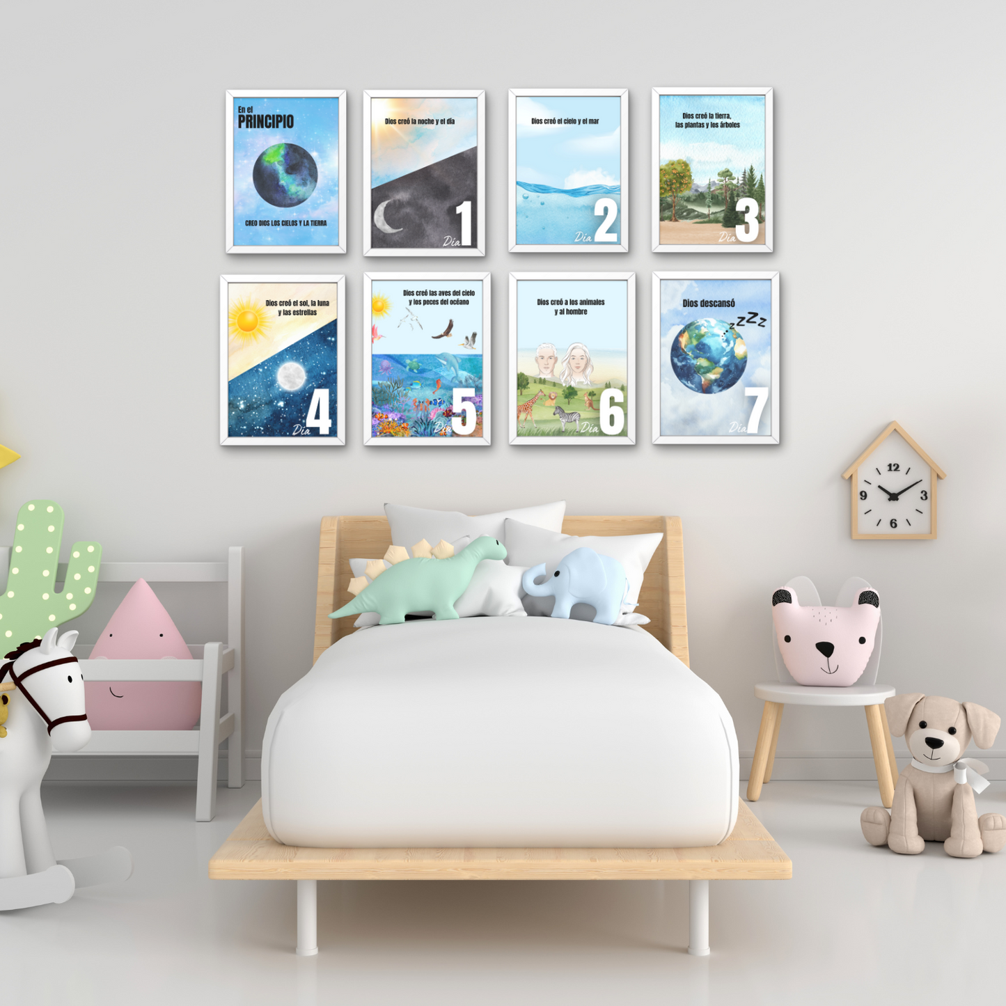 Cartel digital/descargable de "LA CREACION"  CUADROS-FRAME para escuela biblica o habitacion de niños