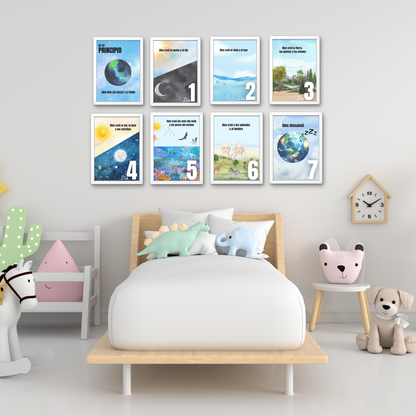Cartel digital/descargable de "LA CREACION"  CUADROS-FRAME para escuela biblica o habitacion de niños