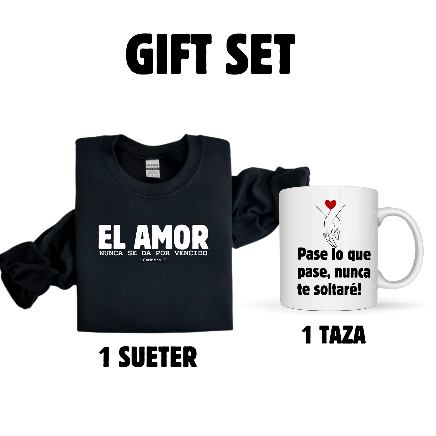 Gift Set, Sweater + Taza "El amor" 1 Corintios 13
