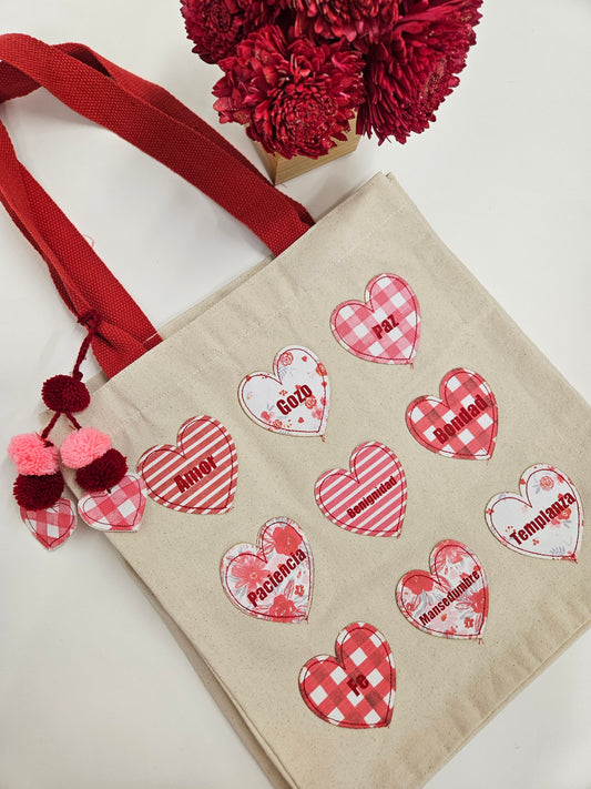 Tote bag de corazones "fruto del Espíritu"