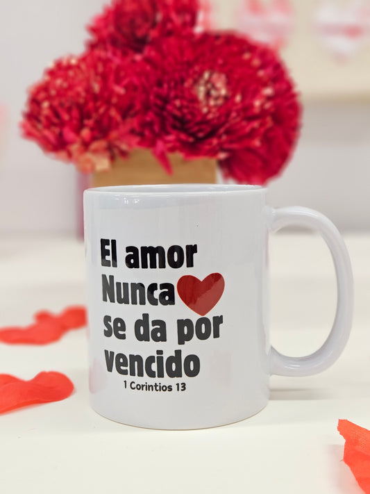 Taza "El amor nunca se da por vencido" pareja, Matrimonio, regalo