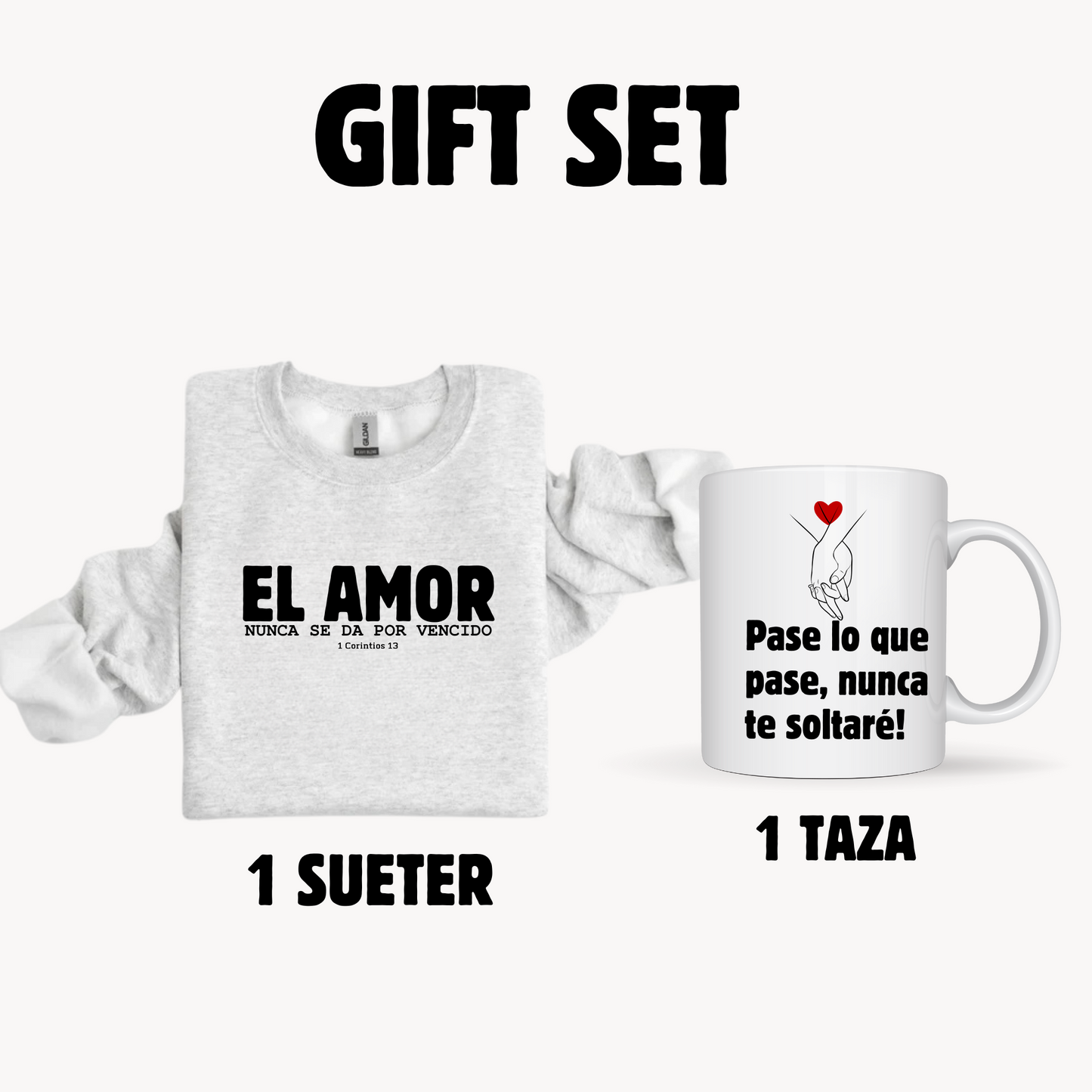 Gift Set, Sweater + Taza "El amor" 1 Corintios 13