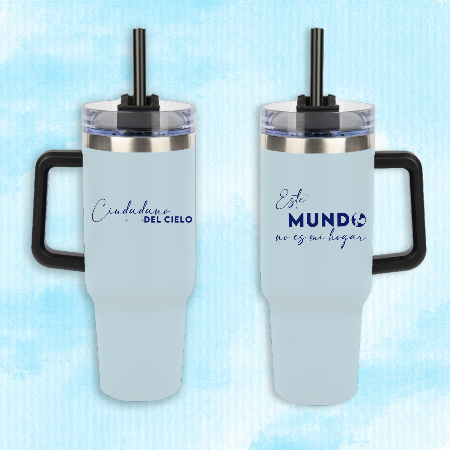 40oz Tumbler with Handle, "Ciudadano del Cielo"  Cup with Handle