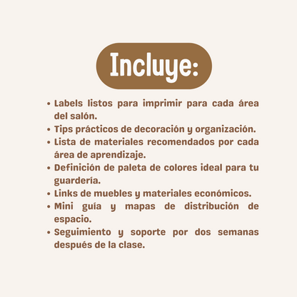 Curso "Organiza tú salón de clases por áreas de  Aprendizaje" clase por Zoom (2 horas y media)