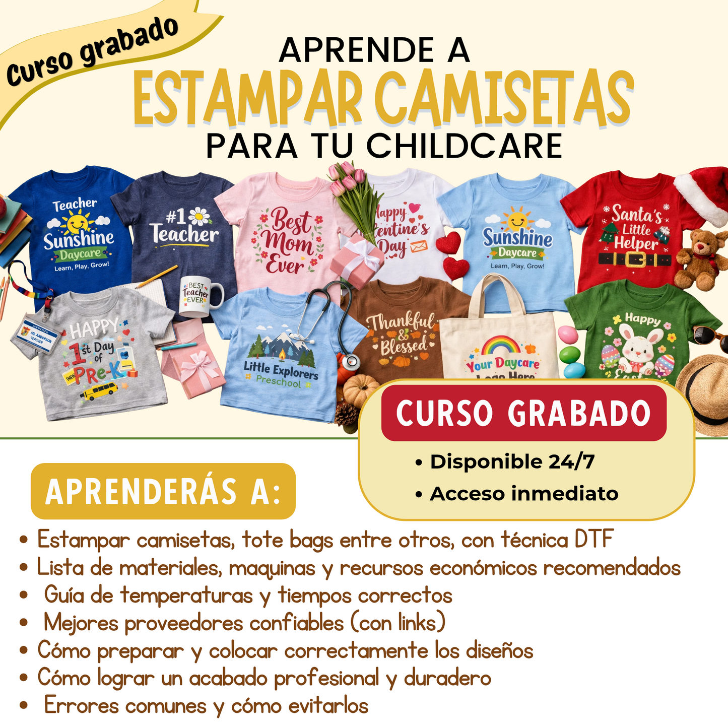 Aprende a Estampar Camisetas para tu Childcare