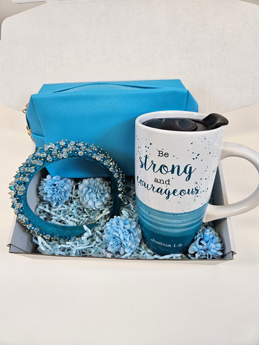 Giftbox de 3 artículos (Taza+ Diadema+bolsa grande de cosméticos para personalizar con nombre)