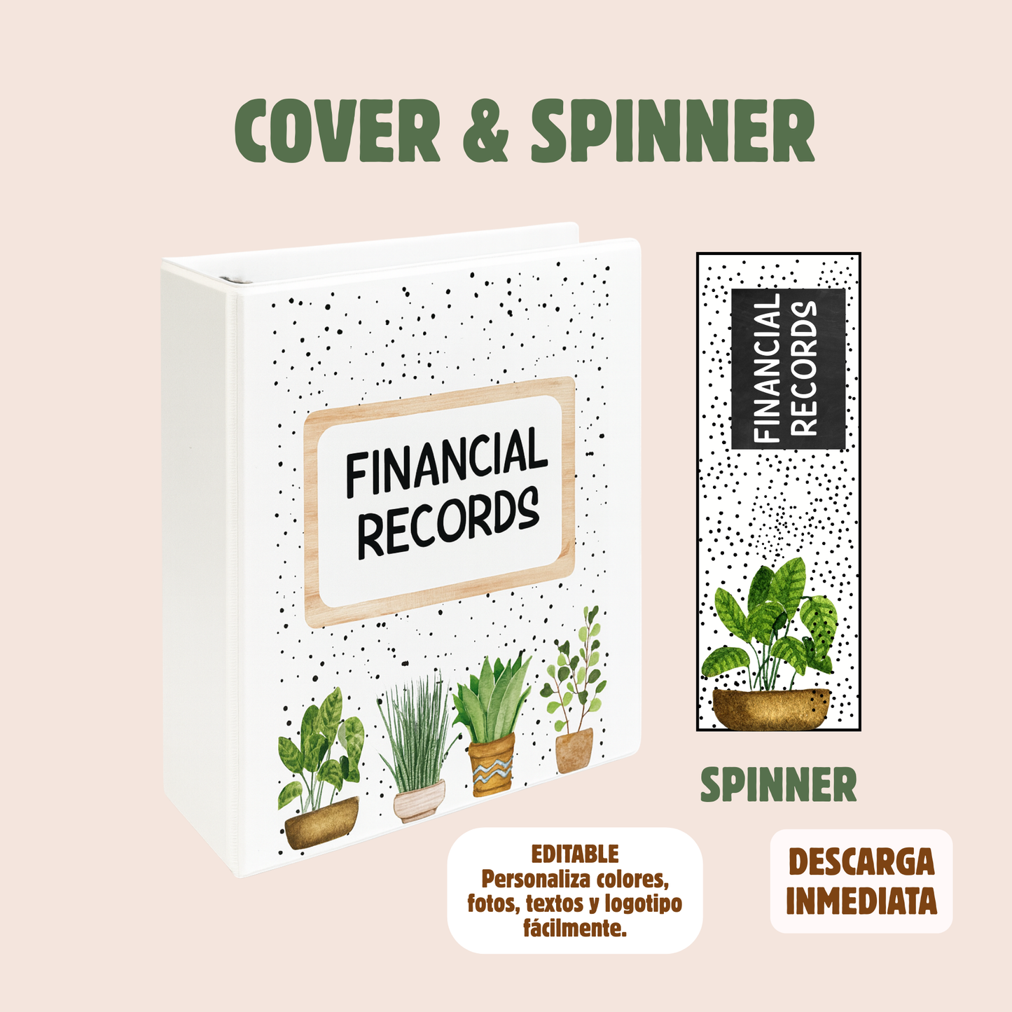 Binder covers with spinner, editable Childcare organization