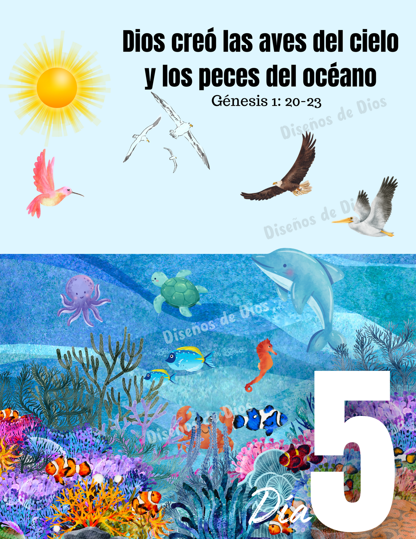 Cartel digital/descargable de "LA CREACION"  CUADROS-FRAME para escuela biblica o habitacion de niños