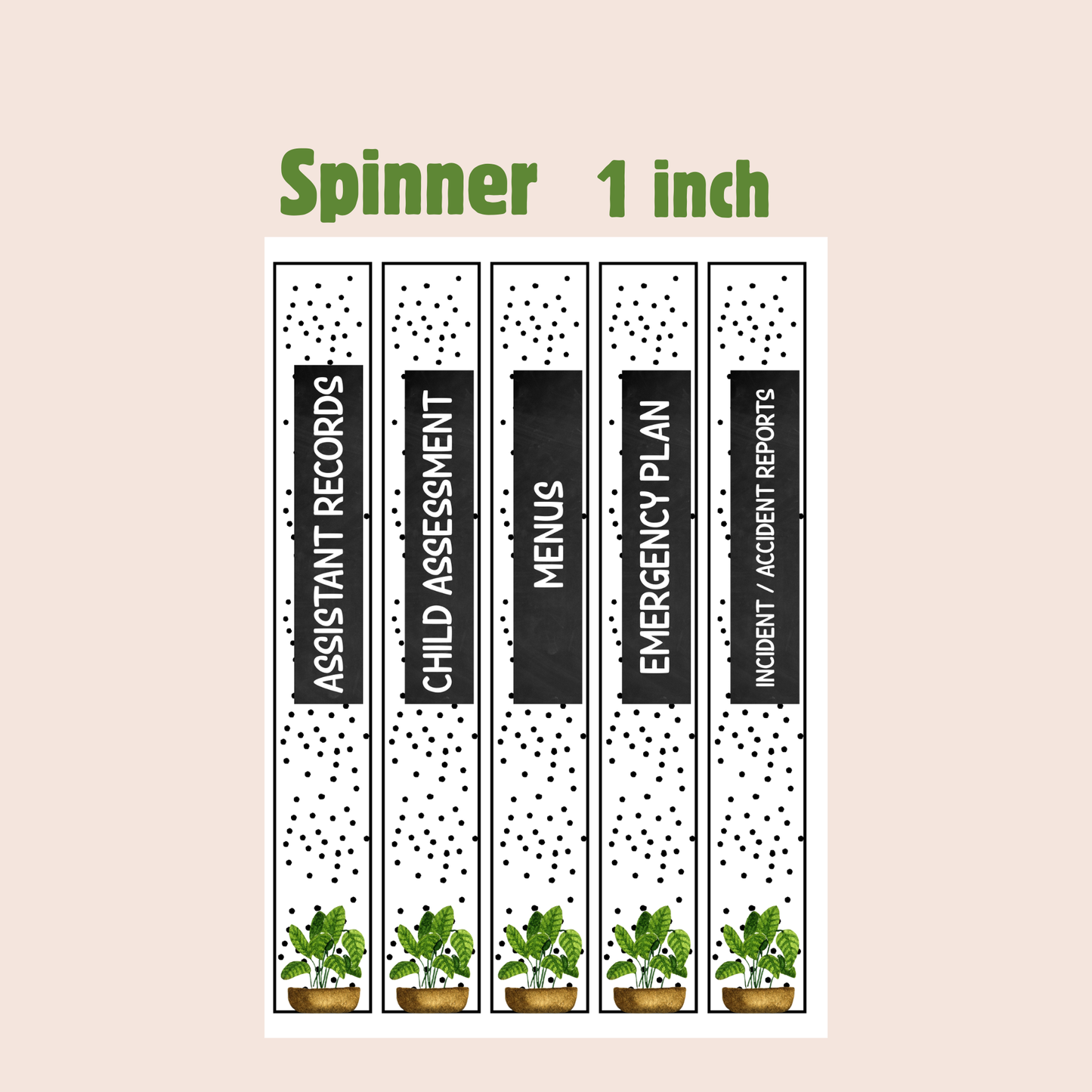 Binder covers with spinner, editable Childcare organization