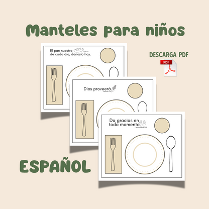 Diseño de Manteles para descargar, imprimir y plastificar. Como poner la mesa (Edicativo) bilingüe