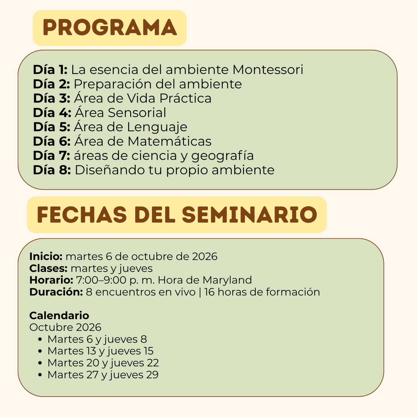 Seminario Intensivo Montessori (8 encuentros en vivo por Zoom)