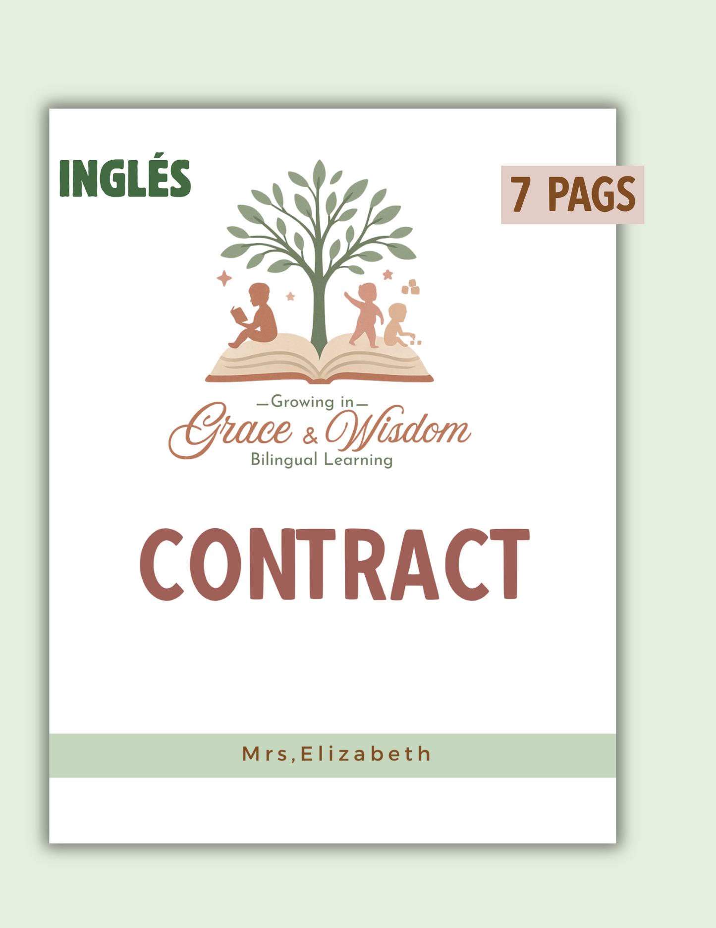 Parent Contract (Inglés) Homedaycare-Childcare. Editable
