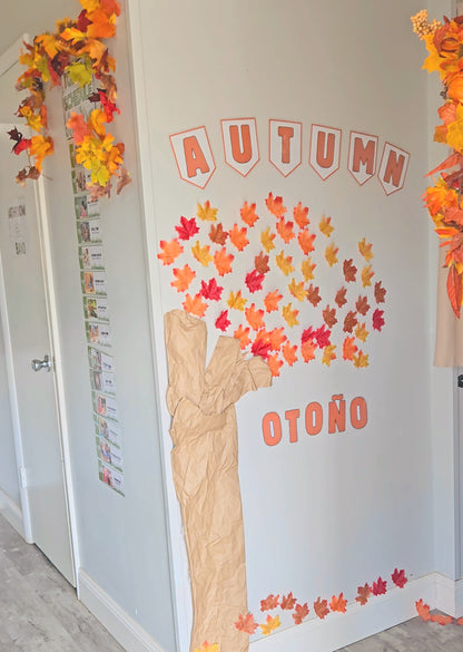 Póster Bilingüe de Otoño / Fall – Decoración de Aula. Imprimible. Descarga inmediata.