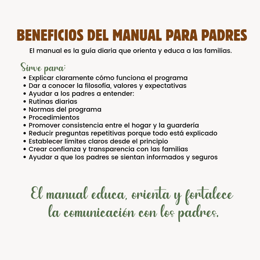 Parent Handbook (Inglés y Español) Editable en canva- 31 pags Descarga inmediata.