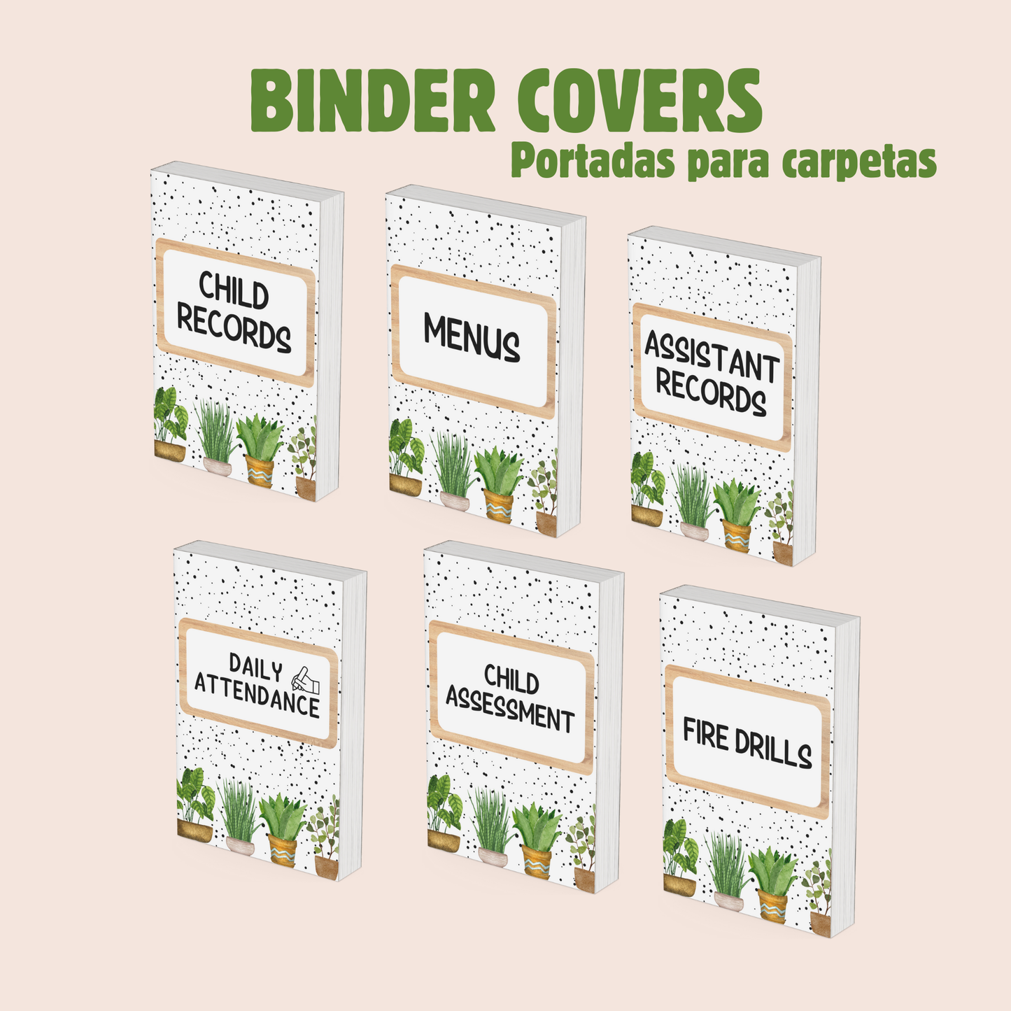 Binder covers with spinner, editable Childcare organization