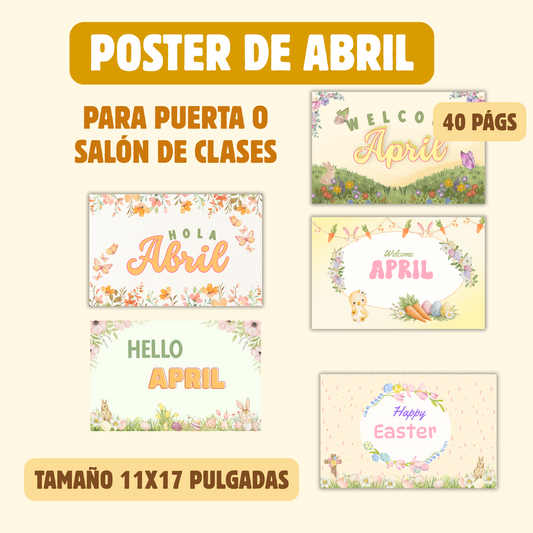 Poster de Abril para puerta o salón de clases