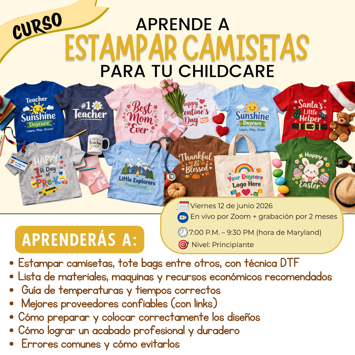 Aprende a Estampar Camisetas para tu Childcare