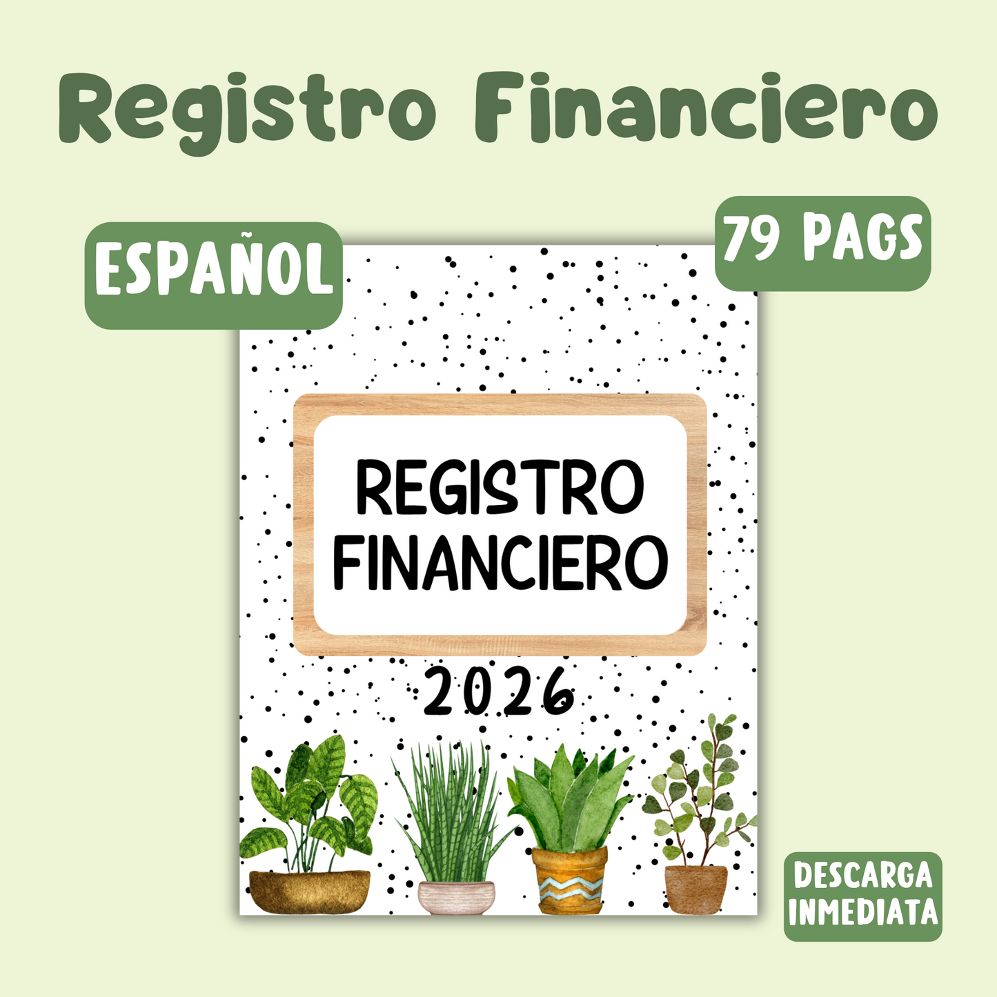 Registro financiero 2026/ Español-descarga inmediata/Registro financiero anual para imprimir.