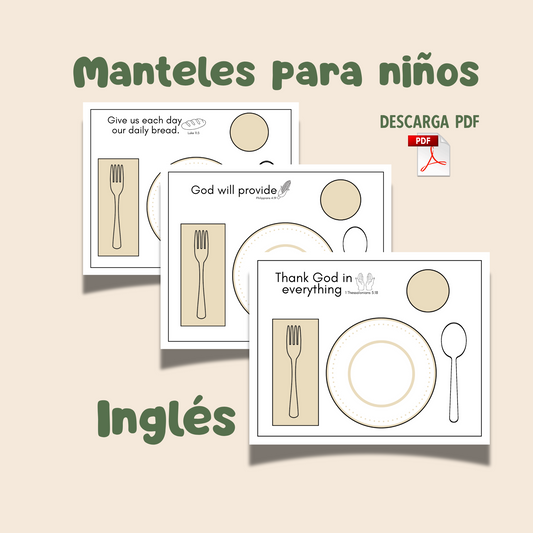 Diseño de Manteles para descargar, imprimir y plastificar. Como poner la mesa (Edicativo) bilingüe