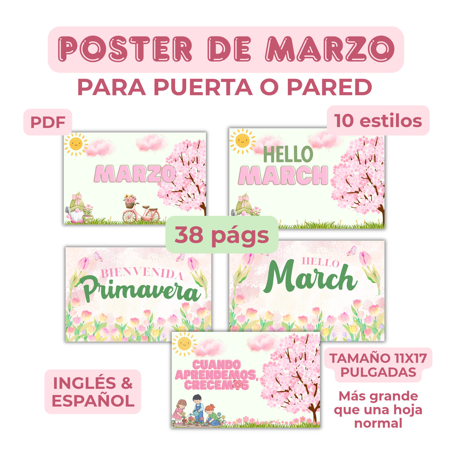 Poster - Marzo (puerta o pared, Incluye Banners) 11x17 pulgadas