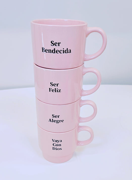 Set de 4 tazas rosa