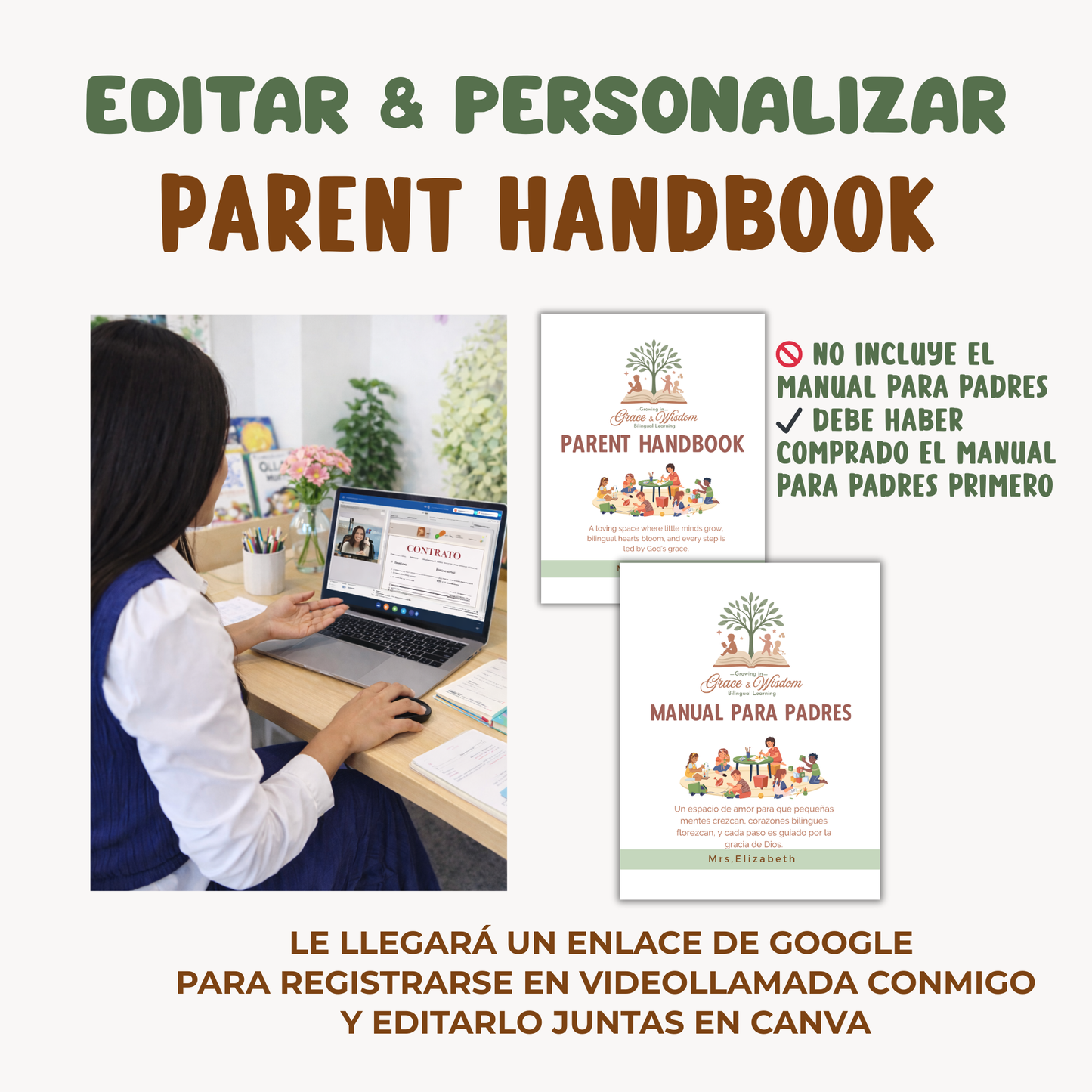 Editar y personalizar Parent Handbook (MANUAL PARA PADRES)(16 páginas)
