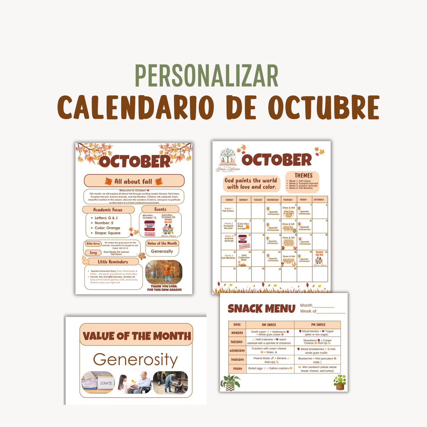 Personalizar Calendario de Octubre