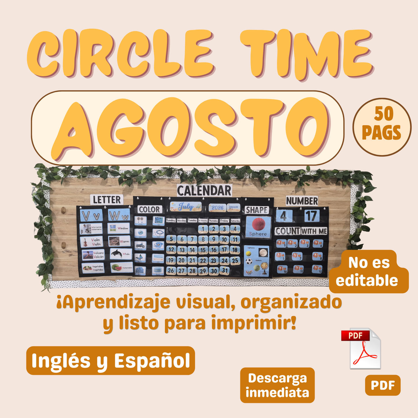 Circle Time de Agosto (PDF) NO editable