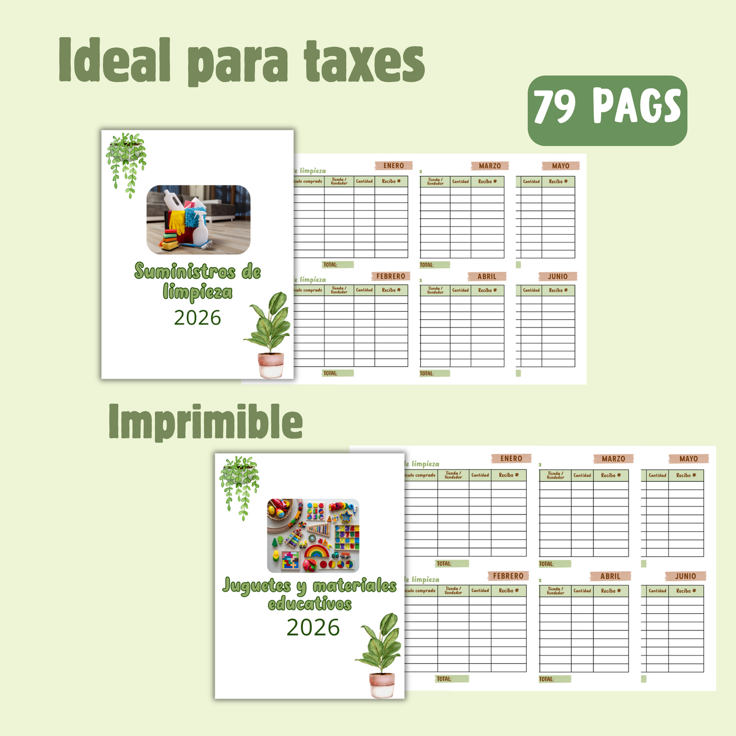 Registro financiero 2026/ Español-descarga inmediata/Registro financiero anual para imprimir.