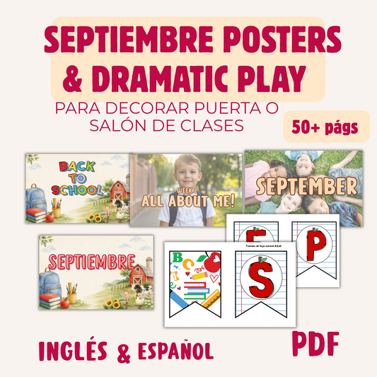 Poster para decorar puerta o salón de clases Septiembre (PNG)