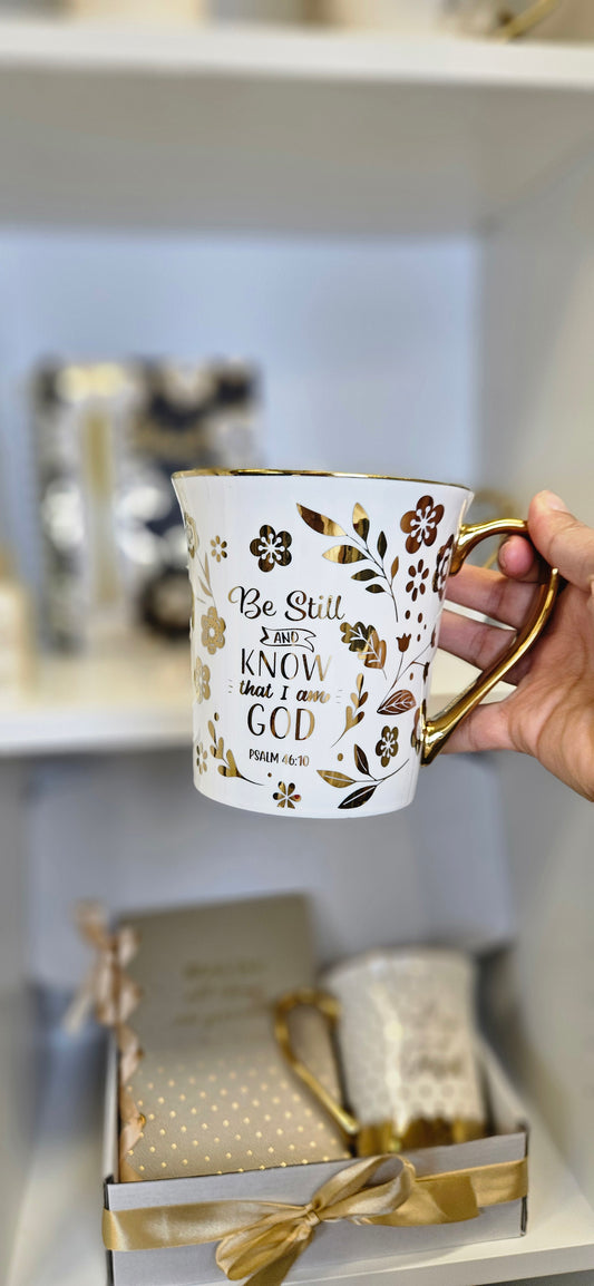 Taza dorada "Be still and Know"