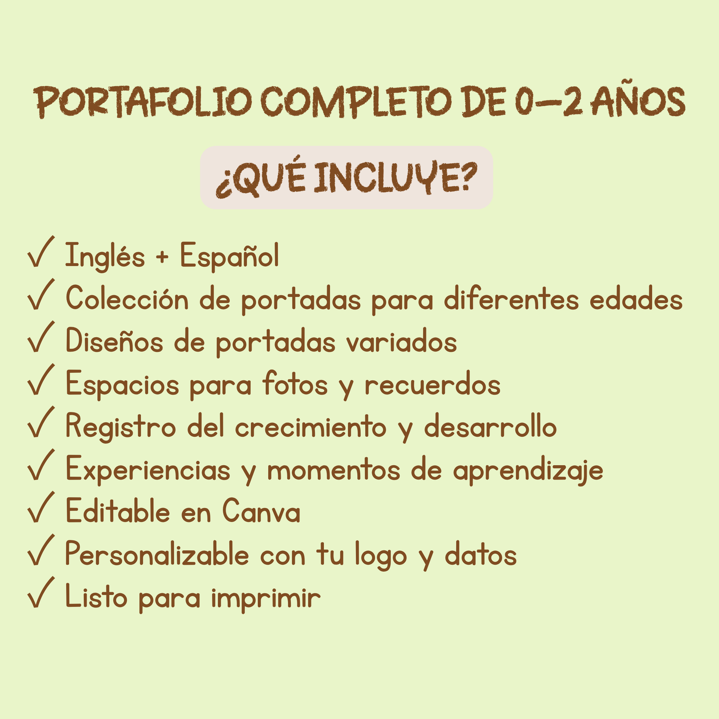 Portafolio Educativo Completo para niños de 3-4 años (Inglés y Español) Editable en canva