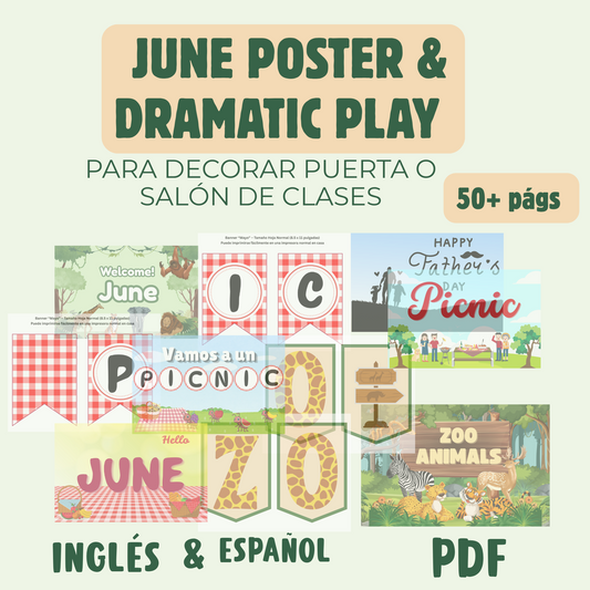 Poster & Dramatic play de Junio para decorar Salón de clases