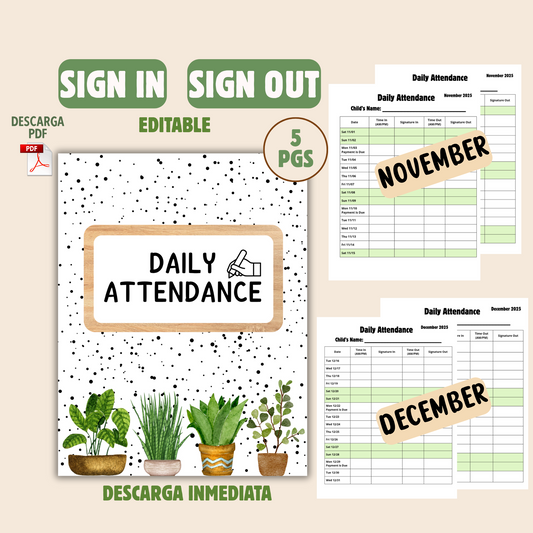 Daily attendance, sign in/sign out