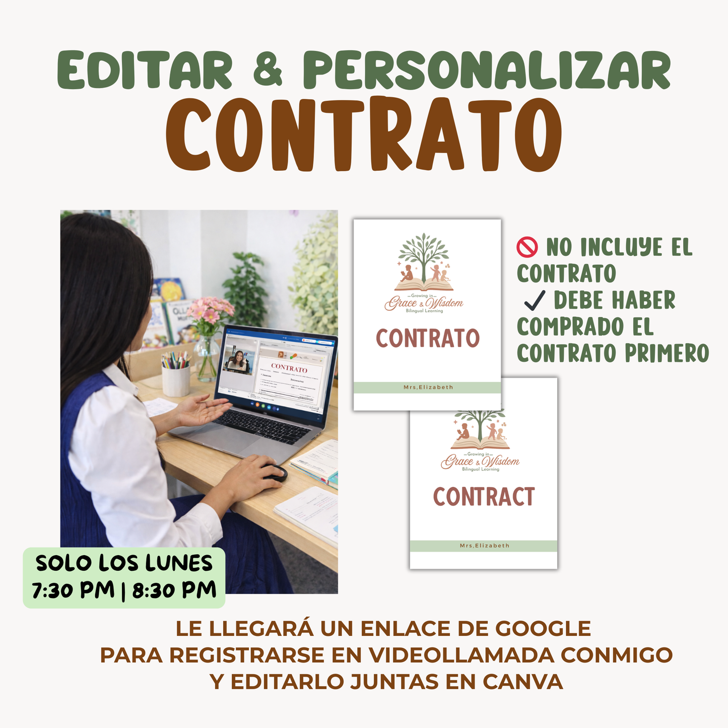 Editar y personalizar Contrato para Padres (8 Páginas)