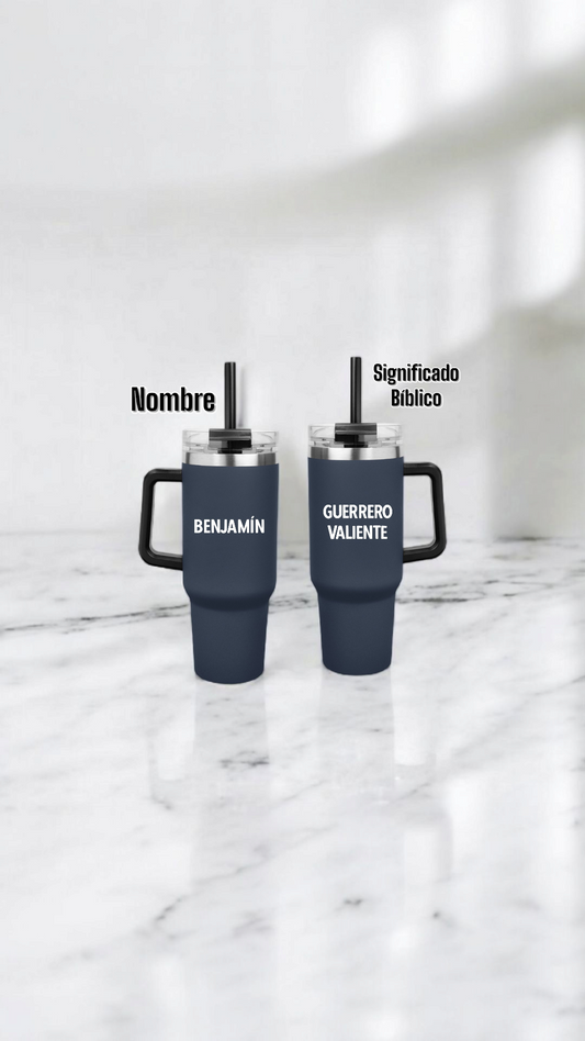 Termo 40oz personalizado con nombre y significado bíblico